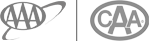 Two grayscale circular badges with letters on vertical-striped backgrounds sit side by side, one reading &ldquo;CA&rdquo;.